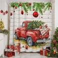 thumbnail image 2 of Shower Curtain 72"W x 72"L Red Truck Christmas Tree Christmas Ball Fabric Shower Curtains Set with Hooks Water Repellent Bathroom Curtains Machine Washable Bathroom Accessories, 2 of 9