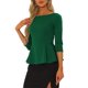 thumbnail image 4 of TOP Peplum CHIC INSPIRAR para Mujer con Cuello Redondo, Decoración de Perlas, Manga 3/4, Blusa Elegante, Verde Oscuro, Talla XS, 4 of 6