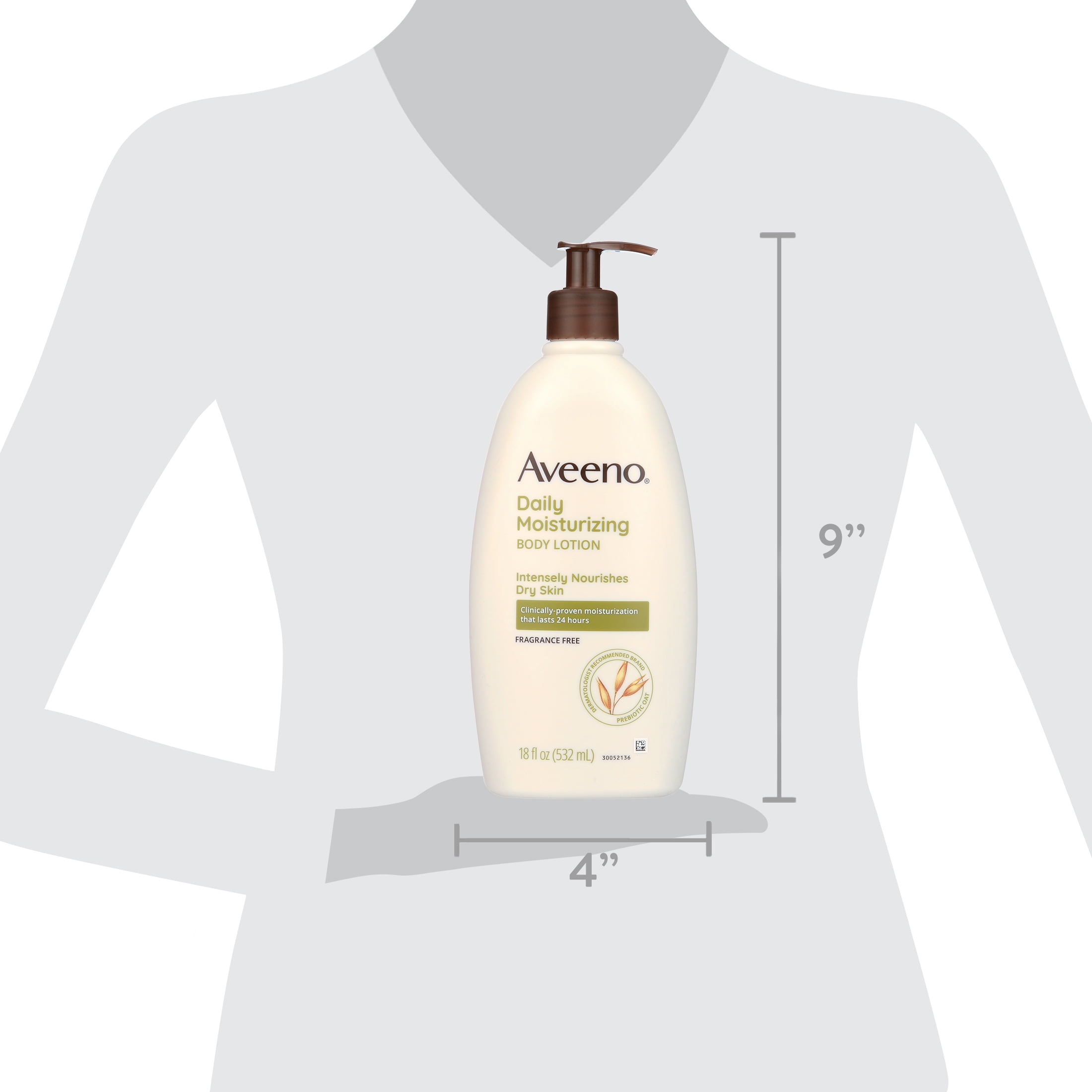 Aveeno Daily Moisturizer, Body Lotion, For Dry Skin, Prebiotic Oat  Fragrance Free, 18 fl. oz, Pack of 1