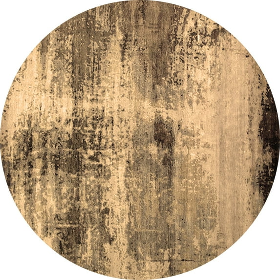 Ahgly Company Indoor Round Oriental Brown Industrial Area Rugs, 6' Round