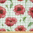 thumbnail image 2 of Ambesonne Poppy Flower Fabric by the Yard Microfiber, Aquarelle Ornamental, 2 Yards, Coral Green White, 2 of 4