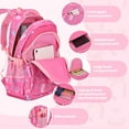 thumbnail image 5 of 3PCS School Backpack with Lunch Bag & Pencil Pouch, Printed Girls School Bag Set for Primary Middle School Students - Rose Red, 5 of 8