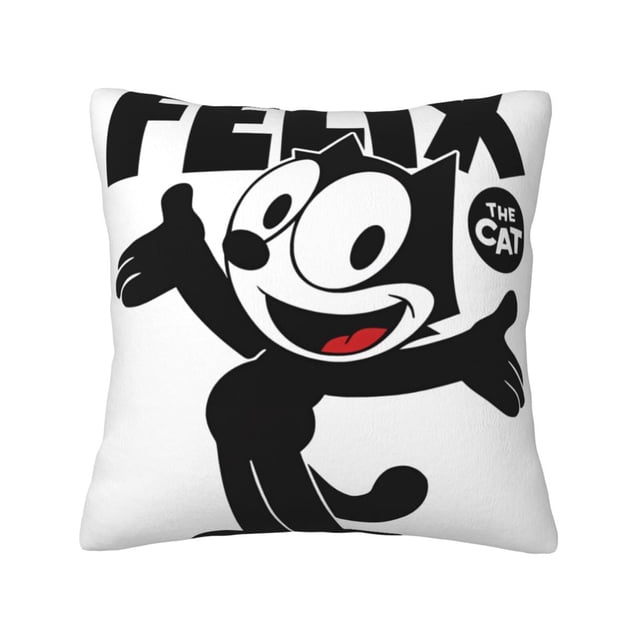 Fundas de almohada de terciopelo de Felix The Cat, fundas de almohada decorativas suaves y acogedoras con cremallera oculta para dormitorio, sofá, sillón, funda de almohada de terciopelo