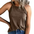 thumbnail image 3 of MRULIC tank top for women Women's Solid Color Slim Fit O Neck Halter T-Shirt Top Vests Tank Sleeveless Blouse Womens tank tops Brown + S, 3 of 7