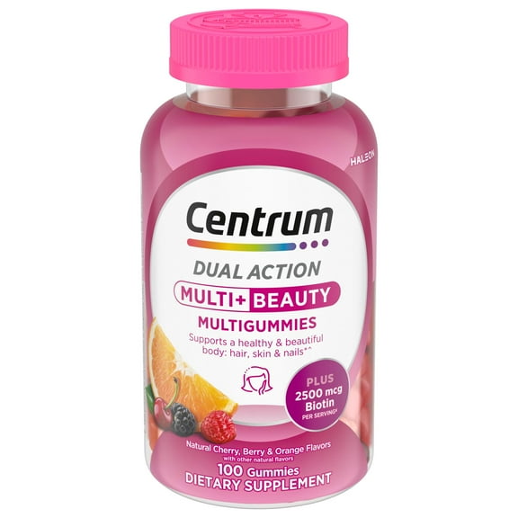 Centrum Multi Plus Beauty Gummy Multivitamin for Women With Vitamin A, B, C, D & E, Fruit, 100 Count