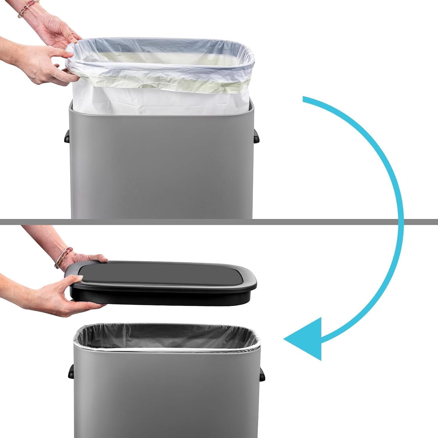 Motion Sensor Trash Can, 14.5 Gal / 55 L Automatic Garbage Can with Soft-Close Lid and Handle, Touchless Rectangle Waste Basket for Kitchen, Bathroom, Bedroom