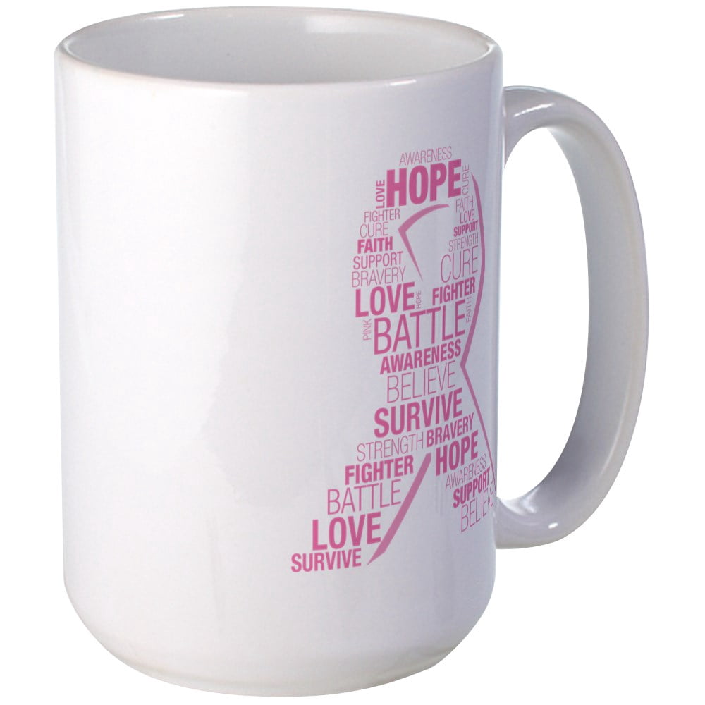 CafePress - Breast Cancer Ribbon Coll - 15 oz Ceramic Large Mug ...
