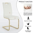 thumbnail image 7 of Sumdeal Modern 5-Piece Dining Set, 63-Inch Oval Tempered Glass Table with 4 White PU Leather High-Back Chairs, Gold Legs, 7 of 7
