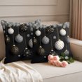 thumbnail image 2 of Black Christmas Outdoor Pillow Covers 16"x16" Set of 2,Waterproof Throw Pillow Covers for Patio Furniture,Xmas Pine Needles Balls Snowflake Decorative Cushion Pillowcases for Garden Porch Couch Sofa, 2 of 9
