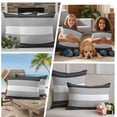 thumbnail image 5 of Black Grey Stripe Outdoor Waterproof Pillow Covers, Modern Art Horizontal Striped Decorative Square Throw Pillowcase Sofa Cushion Sham for Patio/Couch/Chair, 24"x24" 2 Pack, 5 of 8
