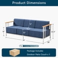 thumbnail image 7 of Unnifurnzi Outdoor Patio Couch-High Back 3 Seater Outdoor Couch with 10 Inches Thick Cushions Outdoor Sofa for Deck Porch Poolside Balcony-White/Blue, 7 of 7
