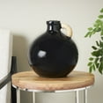 thumbnail image 2 of DecMode 13" Jug Inspired Black Ceramic Vase with Rattan Wrapped Handle, 2 of 7