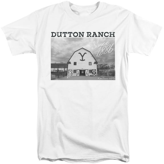 Yellowstone Dutton Barn Unisex Adult Tall T Shirt,White, 2X-Large