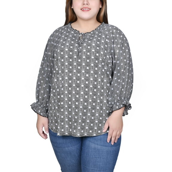 Plus Size Chiffon Sleeve Knit Top