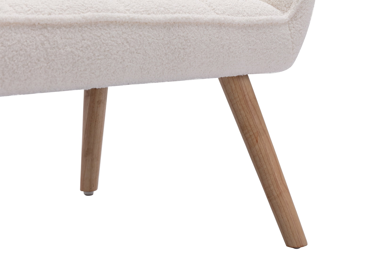 Guyou Small Loveseat Sofa, Modern Sherpa 2-Seater Mini Sofa Couch with Quilted Back and Armrests, Cute Accent Chair with Wooden Legs for Living Room Bedroom Apartment, White