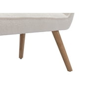 Guyou Small Loveseat Sofa, Modern Sherpa 2-Seater Mini Sofa Couch with Quilted Back and Armrests, Cute Accent Chair with Wooden Legs for Living Room Bedroom Apartment, White