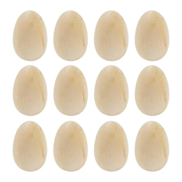 12 huevos de madera para manualidades, huevos hechos a mano, juguetes de comida, decoración de huevos, marrón