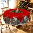 thumbnail image 2 of Duangreer Classic Christmas Round Tablecloth, Santa Claus Snowman Snowhouse Print Waterproof Wrinkle Resistant, Table Cover for Family Party, Dining, Indoor and Outdoor, 70''Round, 2 of 6