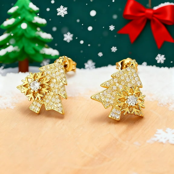 PRIYAL Christmas Earrings for Women, Hypoallergenic Christmas Tree Earrings, Cute Moonstone Reindeer Stud Earrings Christmas Jewelry Gifts