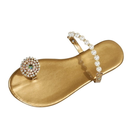 

zttd women s summer rhinestones non slip solid color slip on flat beach open toe breathable sandals shoes slippers women s slipper a