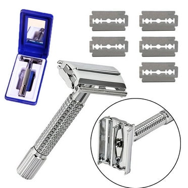 Men’s Traditional Classic Double Edge Chrome Shaving Safety Razor   5 Blades