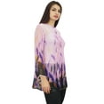 thumbnail image 4 of Phagun Pintucks Button Digital Leaf Printed Pink Long Sleeve Loose Tunic Top-4, 4 of 7