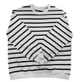 thumbnail image 4 of Women's Sweatshirts Fall Relaxed Fit Crewneck Long Sleeve Rolled One Shoulder with Pocket Stripe Leisure Cotton Pullover Tops(White,M), 4 of 4