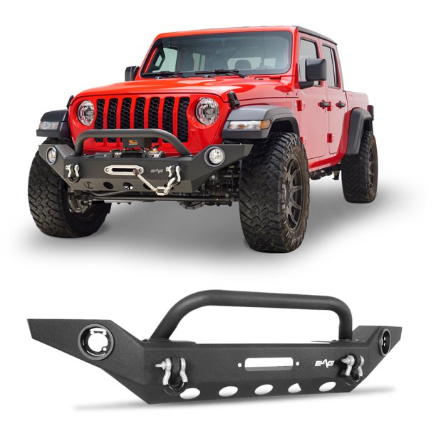 EAG Full Width Front Bumper with Fog Light Hole and Winch Plate Fit for