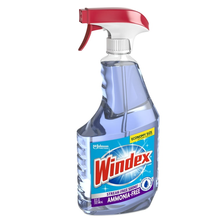 Windex Ammonia-Free Glass and Window Cleaner Spray Bottle, Bottle Made from  100% Recovered Coastal Plastic, Crystal Rain Scent, 32 Fl Oz