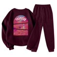 thumbnail image 3 of Trapstar Chandails à Col Rond pour Femmes Ensembles Manches Longues Graphiques Chandails pour Femmes Amples Trapstar Style de Rue Hip-hop Chandails à Enfiler+pantalons de Survêtement Ensemble pour Femmes de 2 Vêtements Classiques pour Femmes (Vin, TG), 3 of 3