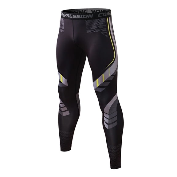 AJGRHE Men's Gym Running Compression Tights Athletic Base Layer Workout Pants for Basketball Training Fitness Black L