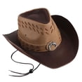 thumbnail image 1 of Sombrero de vaquero Zulema Western Cowboy Hat Wide Roll Up Brim PU Cuero 2 colores, 1 of 8