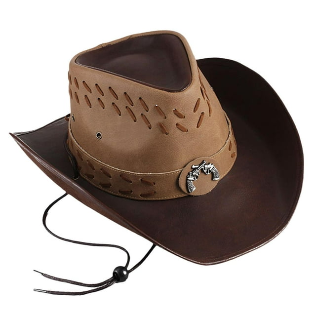 Sombrero de vaquero Zulema Western Cowboy Hat Wide Roll Up Brim PU Cuero 2 colores