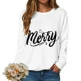 thumbnail image 5 of larppty Merry Sweatshirts for Women Christmas Crewneck Sweaters Letter Pullover Winter Tops Fashion Outfits (White, XL), 5 of 6