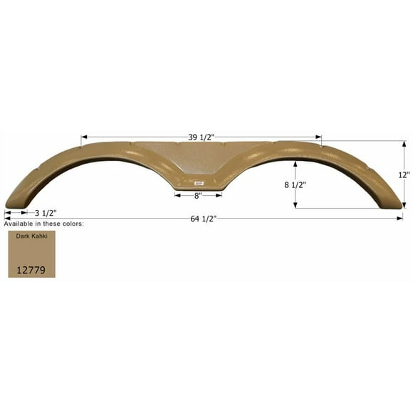 Icon Fender Skirt 12779 Tandem Axle; Fits Various Forest River Brands; 64-1/2 Inch Length x 12 Inch Height; Dark Khaki; ABS Plastic; Tandem; Single