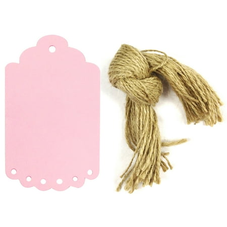 Printable Tags With Strings Wrapables® 10 Gift Tags/Kraft Hang Tags with Free Cut Strings for Gifts, Crafts & Price Tags, Large Scalloped Edge (Pink) ()