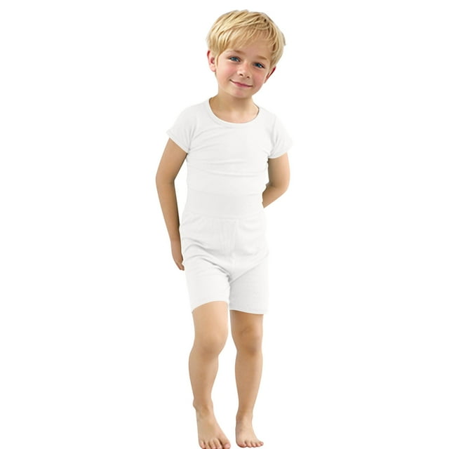 Odeerbi 6M-7Y Conjunto de Pijama de Verano Para Niños Y Niñas de Punto Elástico Con Camiseta de Manga Corta Y Pantalón Corto de Cintura Alta Conjunto de Pijama de Dos Piezas