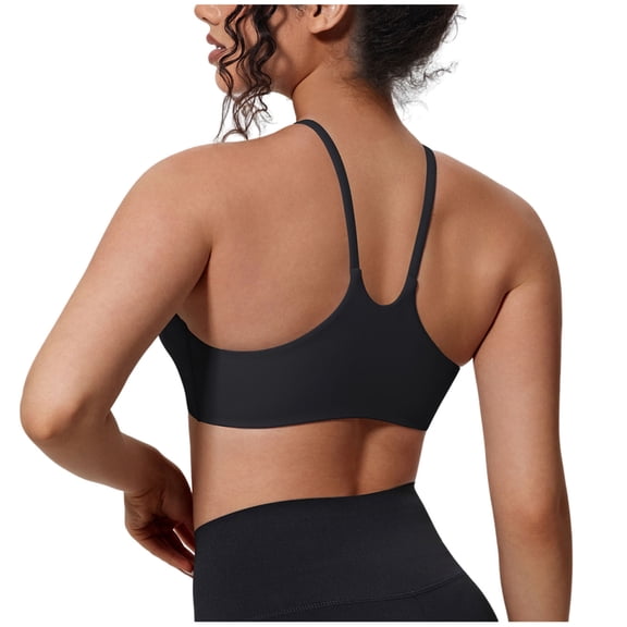 Jerdar Butterluxe Adjustable Spaghetti Strap Sports Bras for Women Scoop Neck Wireless Padded Yoga Workout Crop Top L