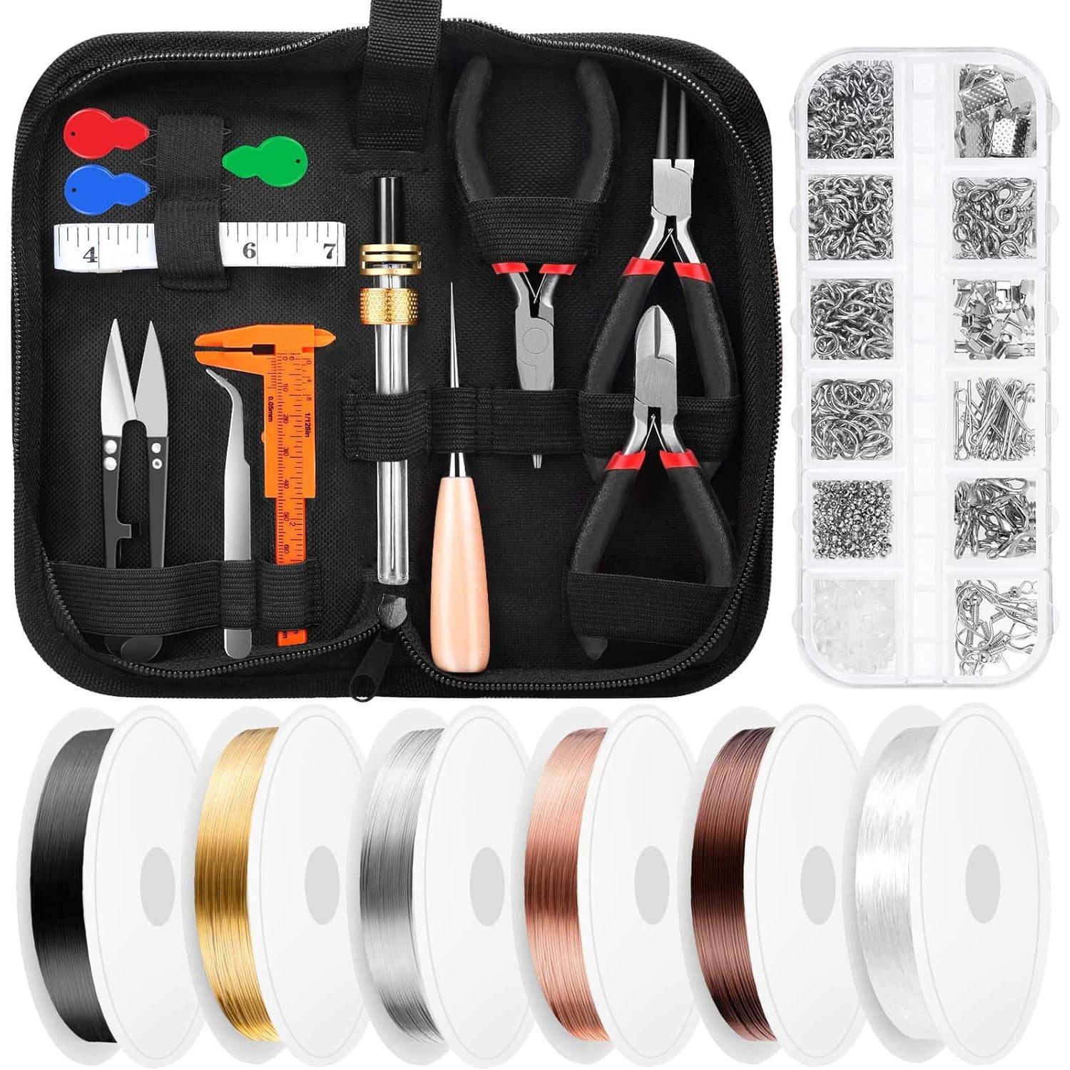 27Pcs Jewelry Making Supplies Kit:Wire Wrapping For Jewelry Making,Repair and Beading Supplies Kit with Craft Ring Wire,Tools,Pliers and Jewelry Findings,Hand Tools Kits,Springtok flaring  tool