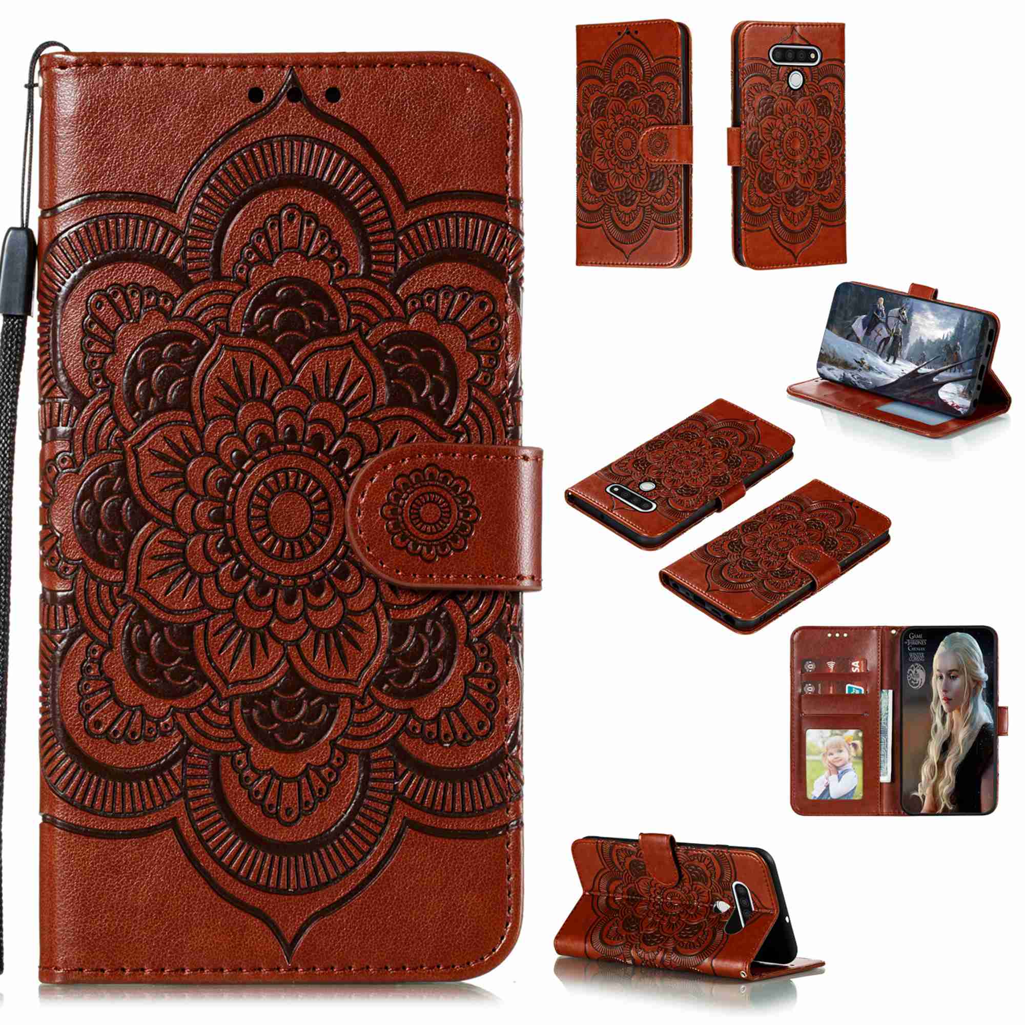 LG Stylo 6 Case, Dteck Bling Diamond Shockproof Wallet Case Florial