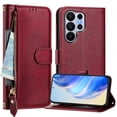 thumbnail image 2 of For Samsung Galaxy S26 Ultra 5G 6.9-inch Wallet Case for Women Men Multi-Card Slots Zipper Wallet Leather Phone Case,Red,For Galaxy S26 Ultra 5G, 2 of 8