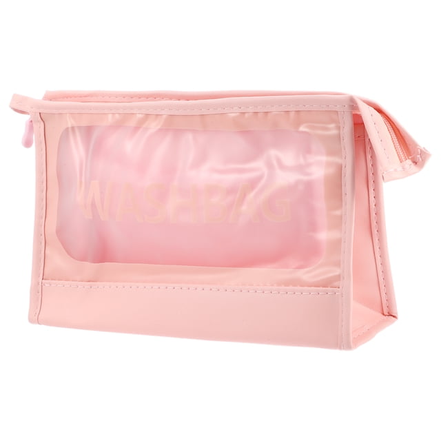 Bolsas de maquillaje Unique Bargains transparentes impermeables para viajes Rosa Grande
