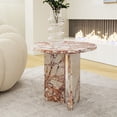 thumbnail image 4 of MDQMD Real Marble Coffee Table,Modern Round Coffee Table for Living Room,Pink Natural Marble Center Table for Home Decor, 4 of 8