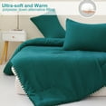 thumbnail image 4 of Exclusivo Mezcla Boho Pom Pom Ball Fringe Queen Comforter Set, 3 Pieces Dusty Teal Lightweight Down Alternative Bedding Comforter Sets for All Seasons (1 Comforter and 2 Pillowcases), 4 of 9