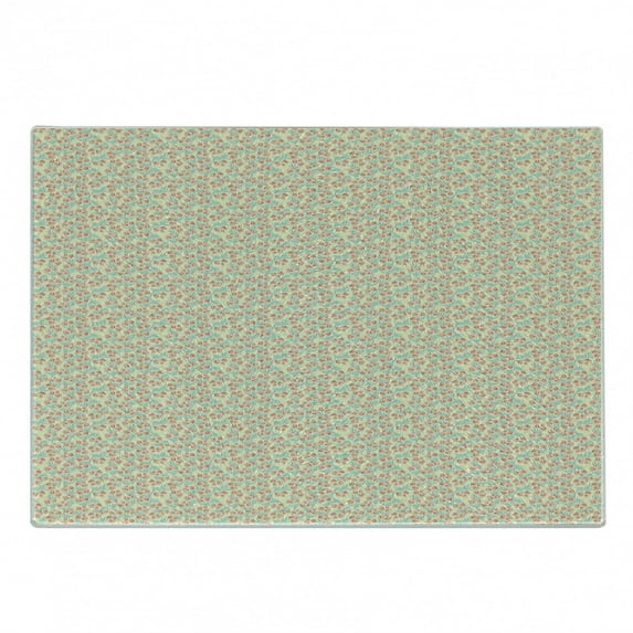 Spring Cutting Board, Tulips with Fresh Leafage Botanical Seasonal Flora on Ivory Background, Decorative Tempered Glass Cutting and Serving Board, Small Size, Ivory Coral and Green, by Ambesonne