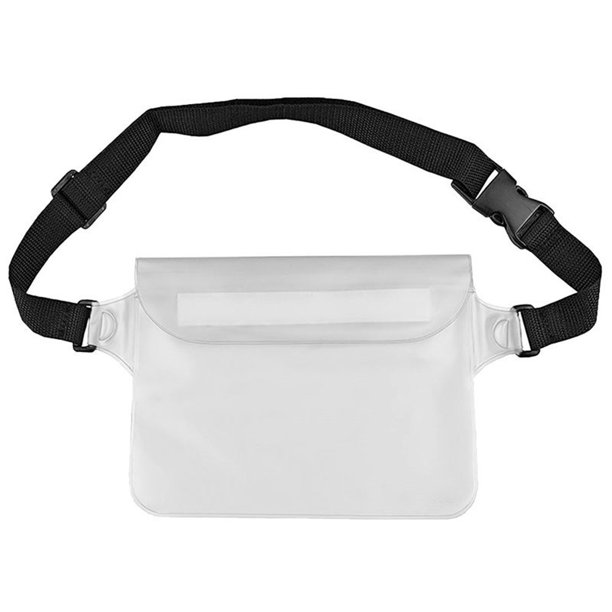 Bolso seca de PVC para deportes al aire libre, impermeable, con bolsillo, riñonera (blanco)