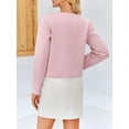 thumbnail image 6 of Women's Long Sleeve Round Neck Knitted Sweater Coat Buttoned crop Sweater Cardigan, 6 of 6