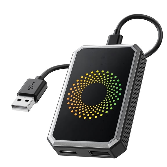 LAMTTO 3-in-1 AI Box, Wireless Carplay Android Auto Adapter Support Online Video Apps, Dual WiFi & Plug and Play for OEM Wired Car Play Cars(2016-2024)