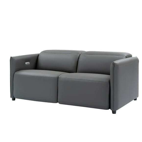 Valencia Lucia Top Grain Leather Loveseat Recliner Sofa | Pure Italian Nappa leather, Power Recliner, Pet-Friendly Leather, Grey