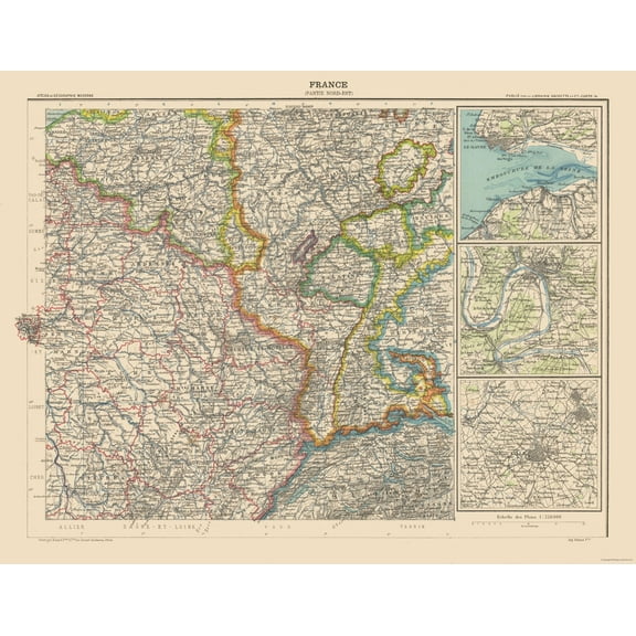 Historic Map - France Northeast - Schrader 1908 - 29.59 x 23 - Vintage Wall Art